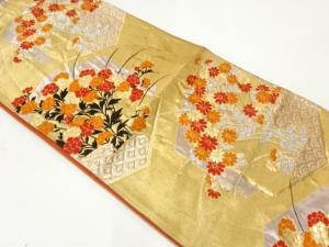 アンティーク　花模様織出し袋帯（着用可）